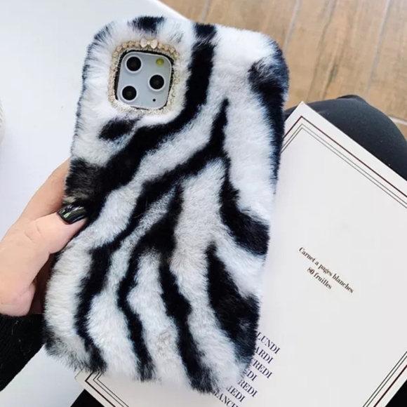 Zebra fur iPhone 11 rhinestone phone case - Picture 1 of 6
